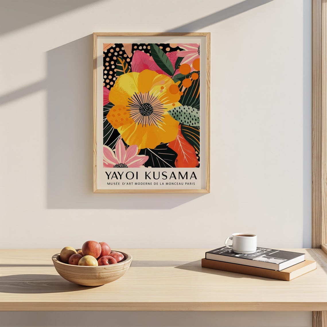 Yayoi Kusama Giant Yellow Bloom Pink Leaves Exhibition Poster - Image 2