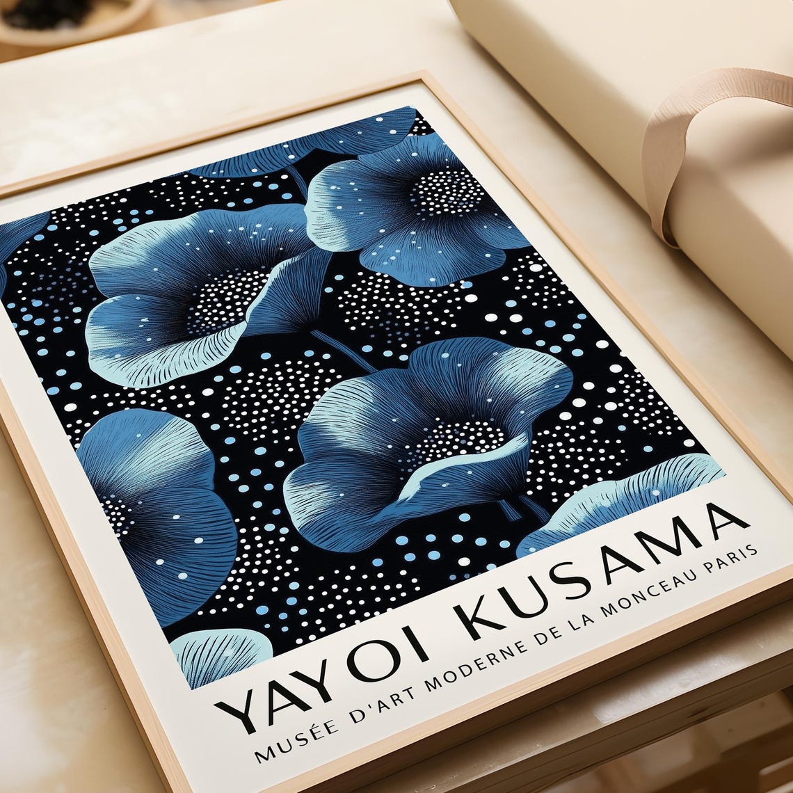 Yayoi Kusama Blue Poppy Flowers Dotted Exhibition Art Poster - Image 4