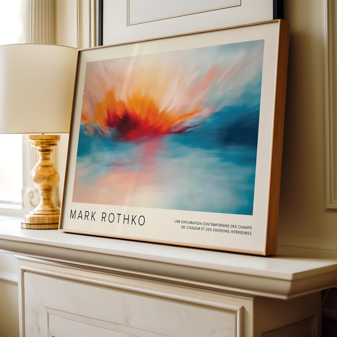 Mark Rothko Fiery Abstract Sunrise Over a Vast Teal Ocean Poster - Image 3