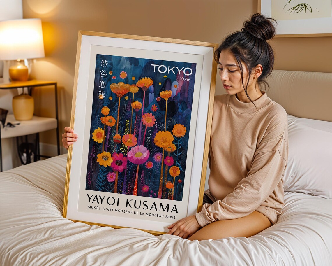 Colorful Yayoi Kusama Museum Print Exhibition Poster For Living Room Beautiful Color Pop Wall Art Colourful Floral Wall Art Bedroom - Image 4