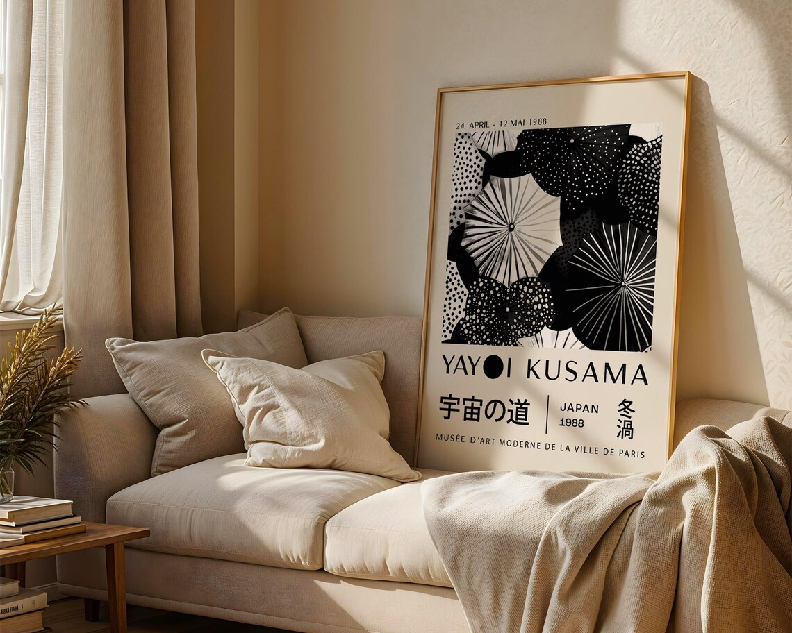 Yayoi Kusama Japan 1988 Dotted Umbrella Paris Exhibition Style Poster - Image 3