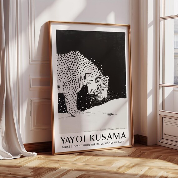 Yayoi Kusama White Snow Tiger Spotted Paris Museum Style Print