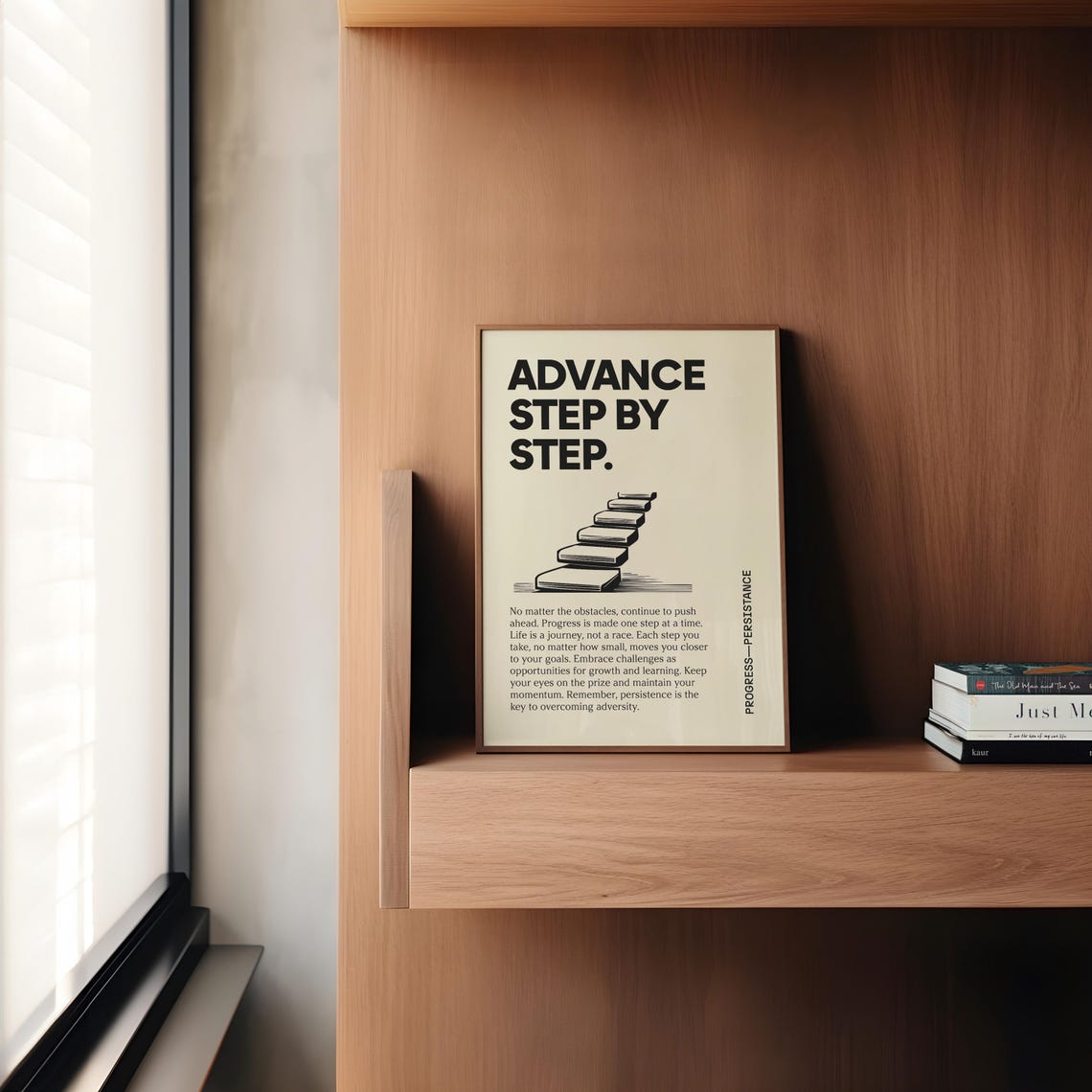 Advance Step by Step Motivational Quote Staircase Office Poster - Image 2