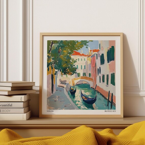 Venice Gondola Canal With Bridge Venezia Matisse Inspired Poster