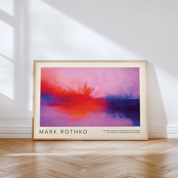 Mark Rothko Abstract Sunrise Horizon Art Print Vibrant Red And Purple Blue Wall Art For Bedroom Office Or Living Room