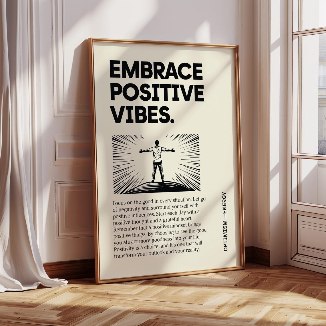 Embrace Positive Vibes Motivational Quote Optimism Office Wall Poster