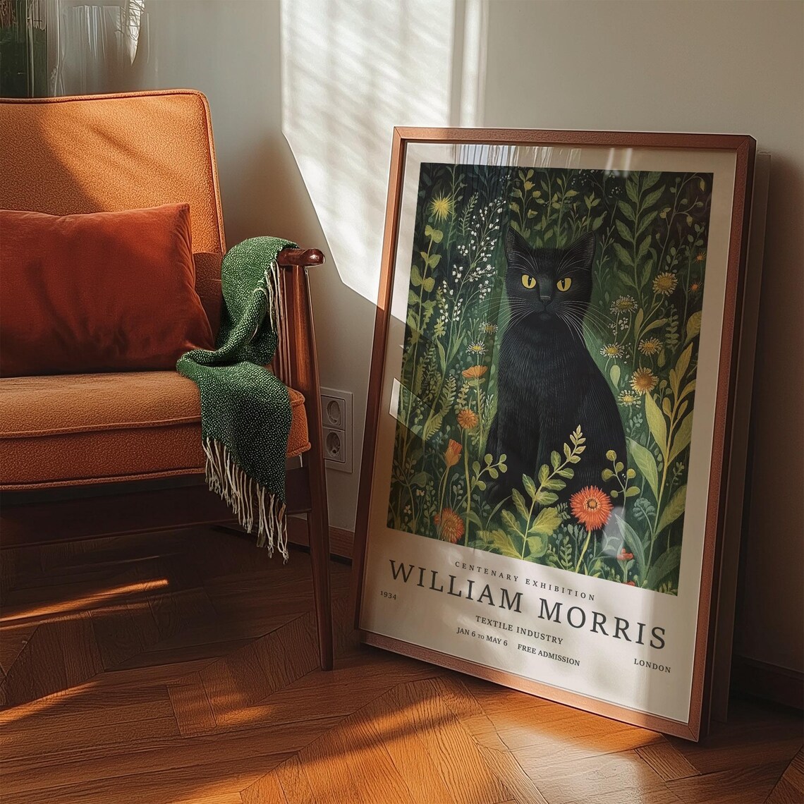 Black Cat In Blooming Garden William Morris Exhibition Poster - Image 2