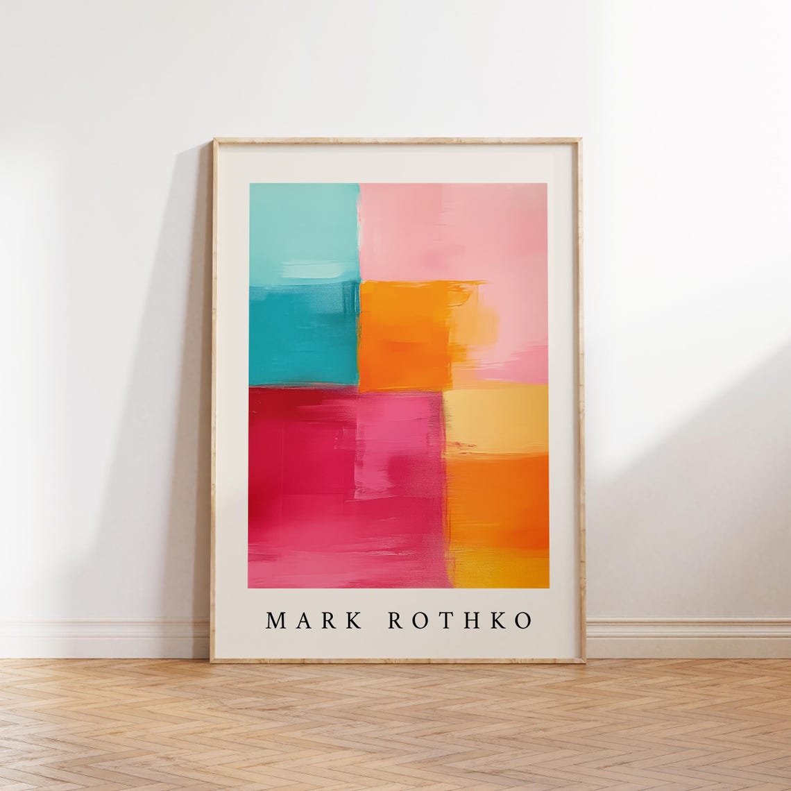 Mark Rothko Teal Pink Orange Red Modern Abstract Colour Block Print