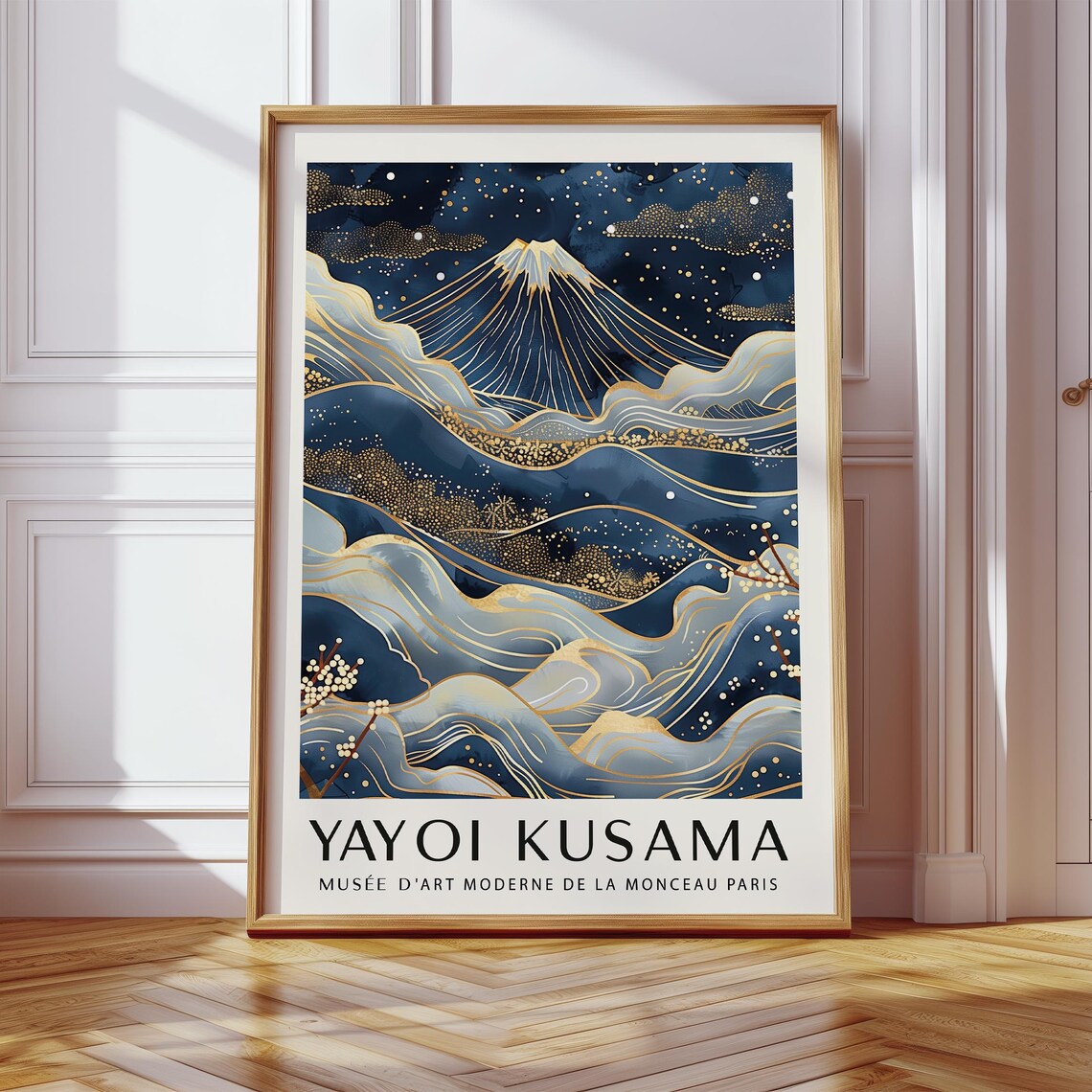 Yayoi Kusama Mount Fuji Gold Blue Waves Exhibition Art Poster