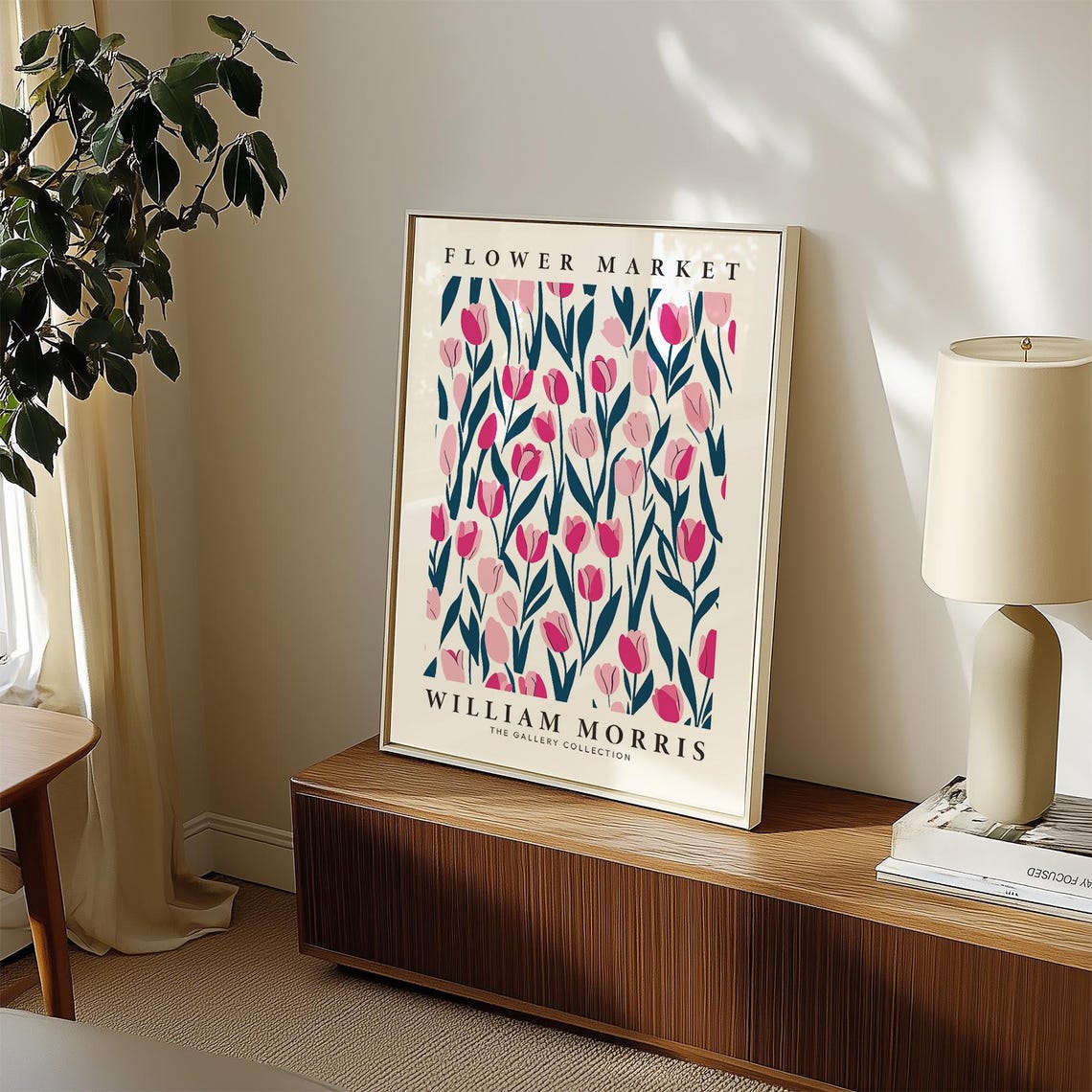 Flower Market William Morris Pink Tulips Gallery Collection Poster - Image 2