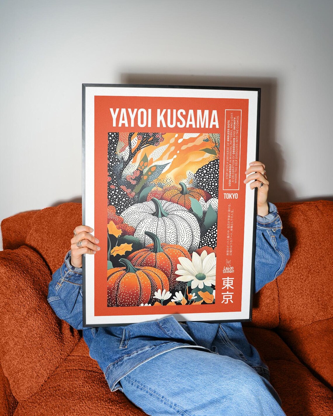 Dotted Autumn Pumpkins With White Daisy Yayoi Kusama Tokyo Poster - Image 2