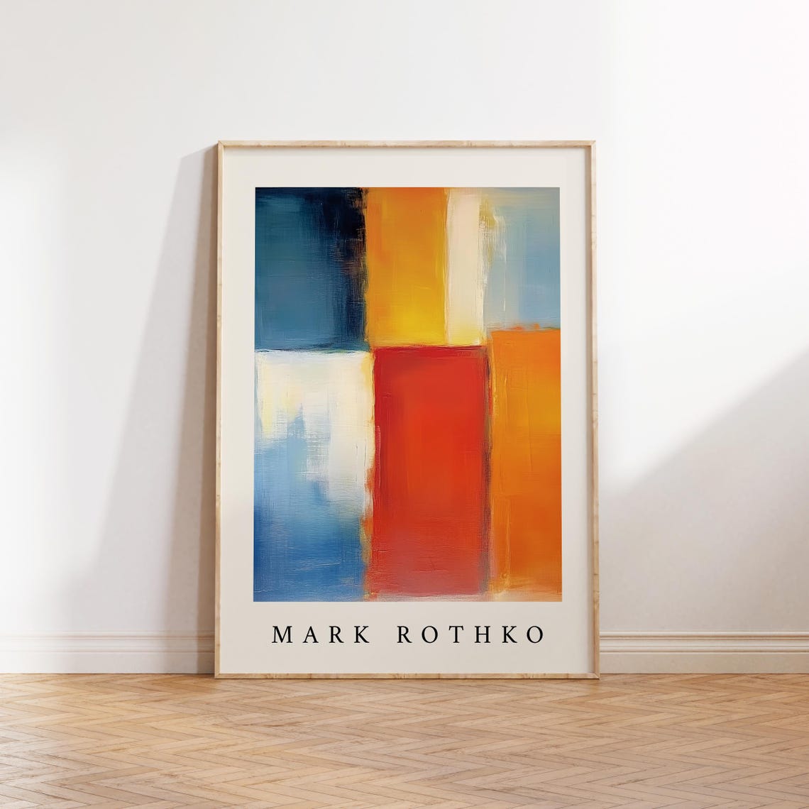 Mark Rothko Vibrant Blue Orange Red Bold Abstract Colour Block Print