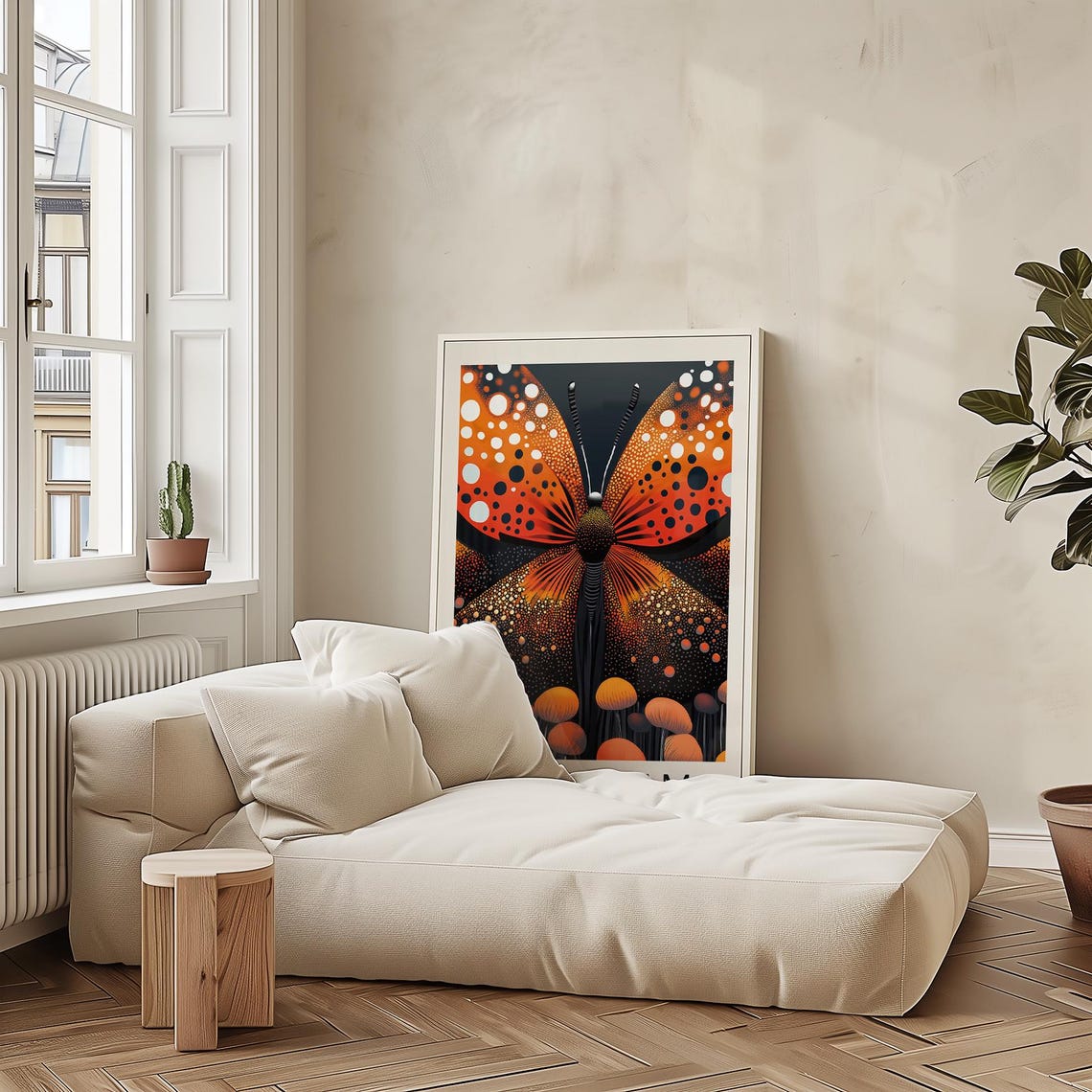 Yayoi Kusama Orange Butterfly Dotted Wings Exhibition Poster - Image 3