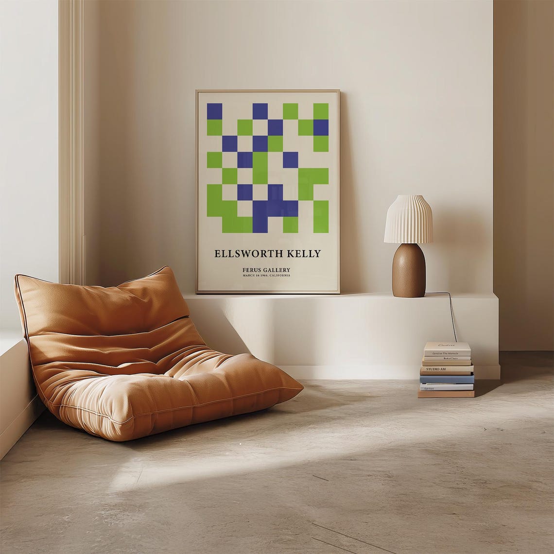 Ellsworth Kelly Green Blue Checkerboard Abstract Pattern Poster - Image 4