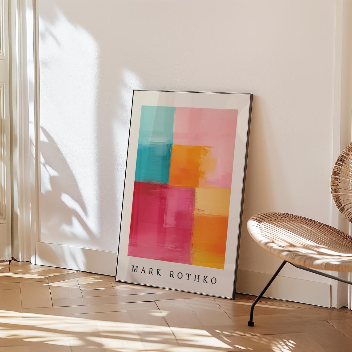 Mark Rothko Teal Pink Orange Red Modern Abstract Colour Block Print - Image 3