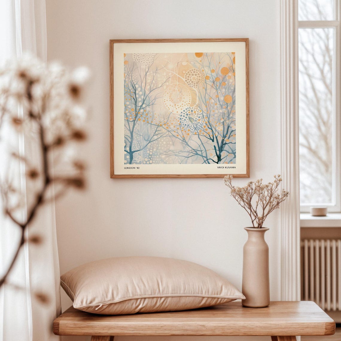 Neutral Wall Print Abstract Tree Dot Artwork For Living Room Art Japandi Decor Minimalist Nature Inspired Print Square Poster - Image 3