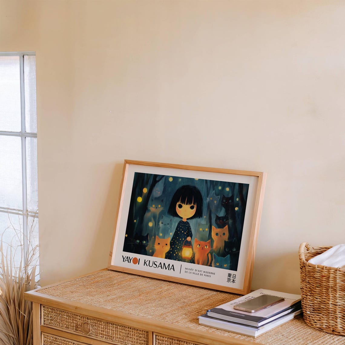 Kusama Cats And Girl Lantern Poster Horizontal Wall Art For Girls Room Yayoi Kusama Cute Print For Kids Bedroom Or Teenager Room - Image 3