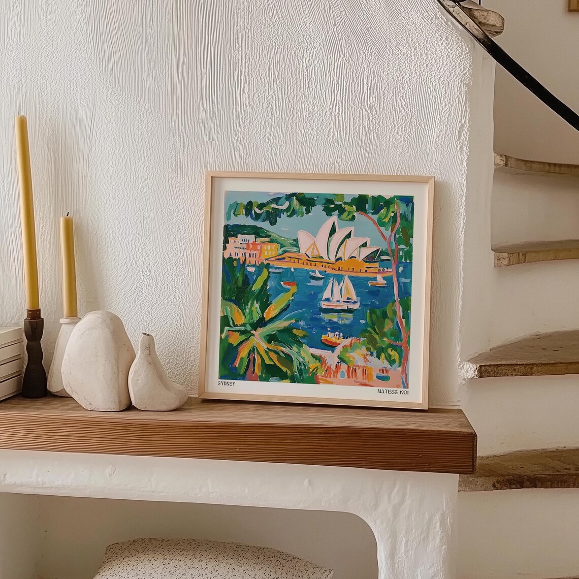 Sydney Opera House Harbour Sailboats Fauvist Matisse Style Poster - Image 2