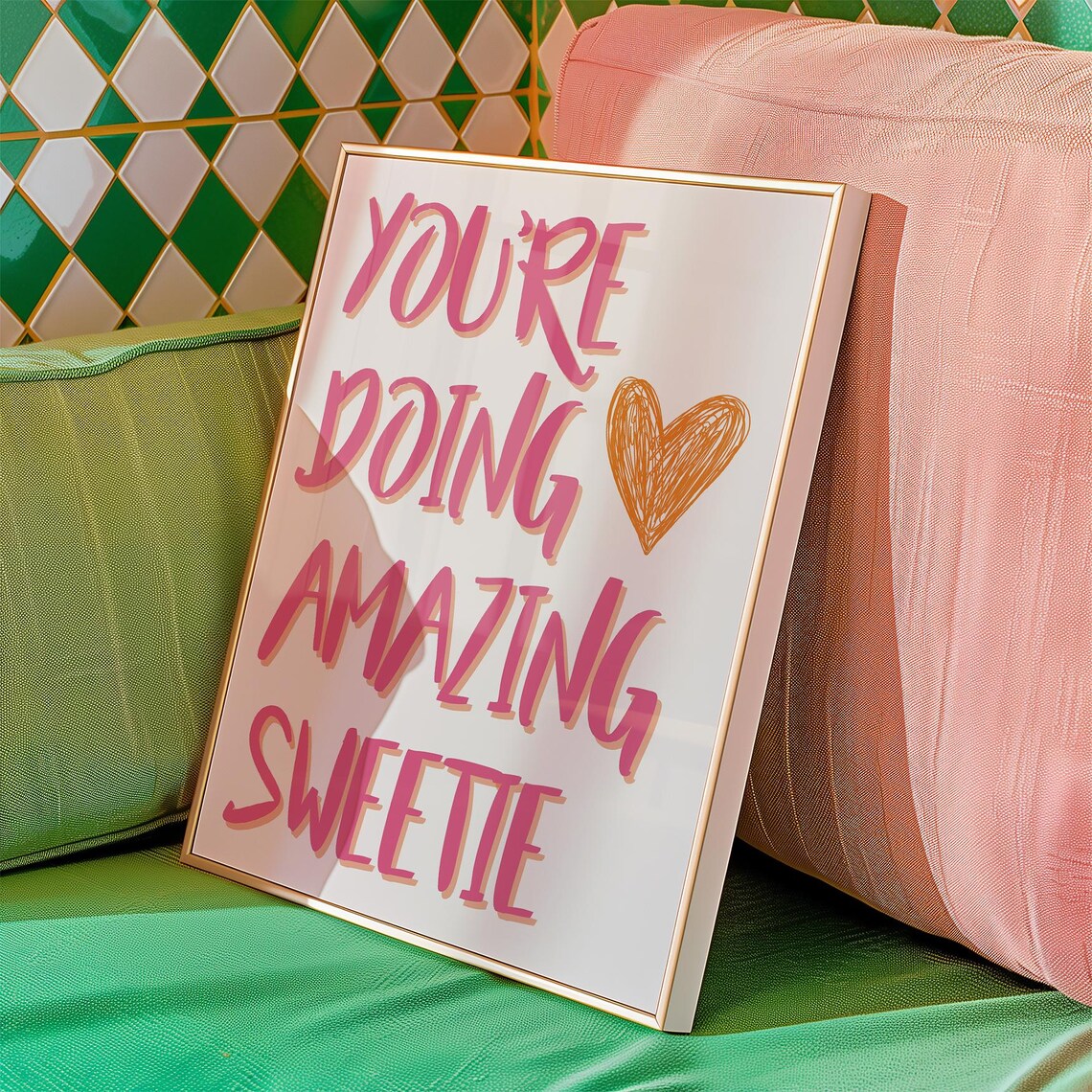 You Are Doing Amazing Sweetie Pink Hand Lettered Encouragement Poster - Image 4