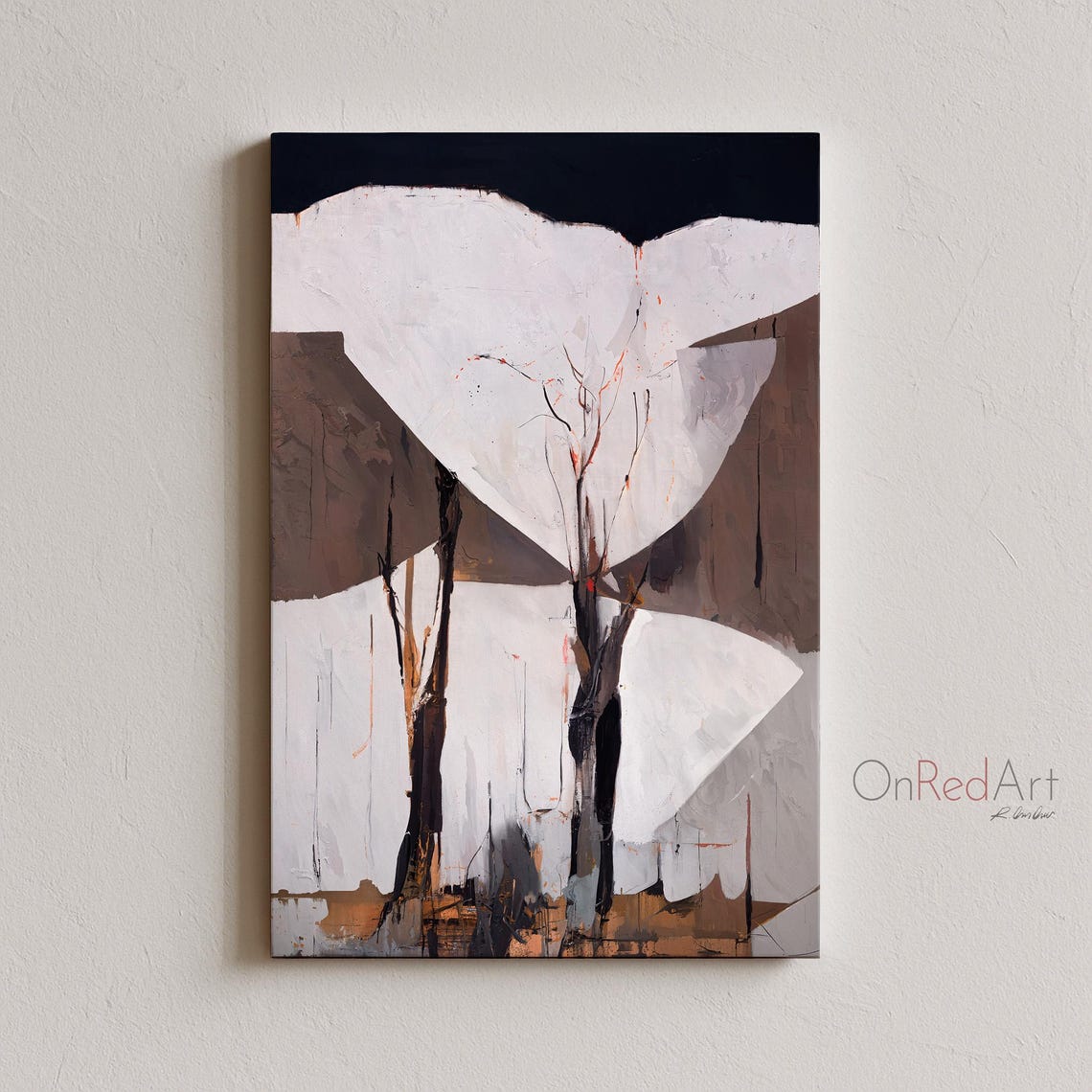 Stunning Black White Winter Trees Minimalist Abstract Art Poster