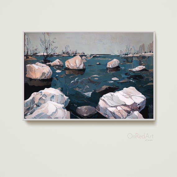 Lake Of Rocks Contemporary Abstract Landscape Art Print