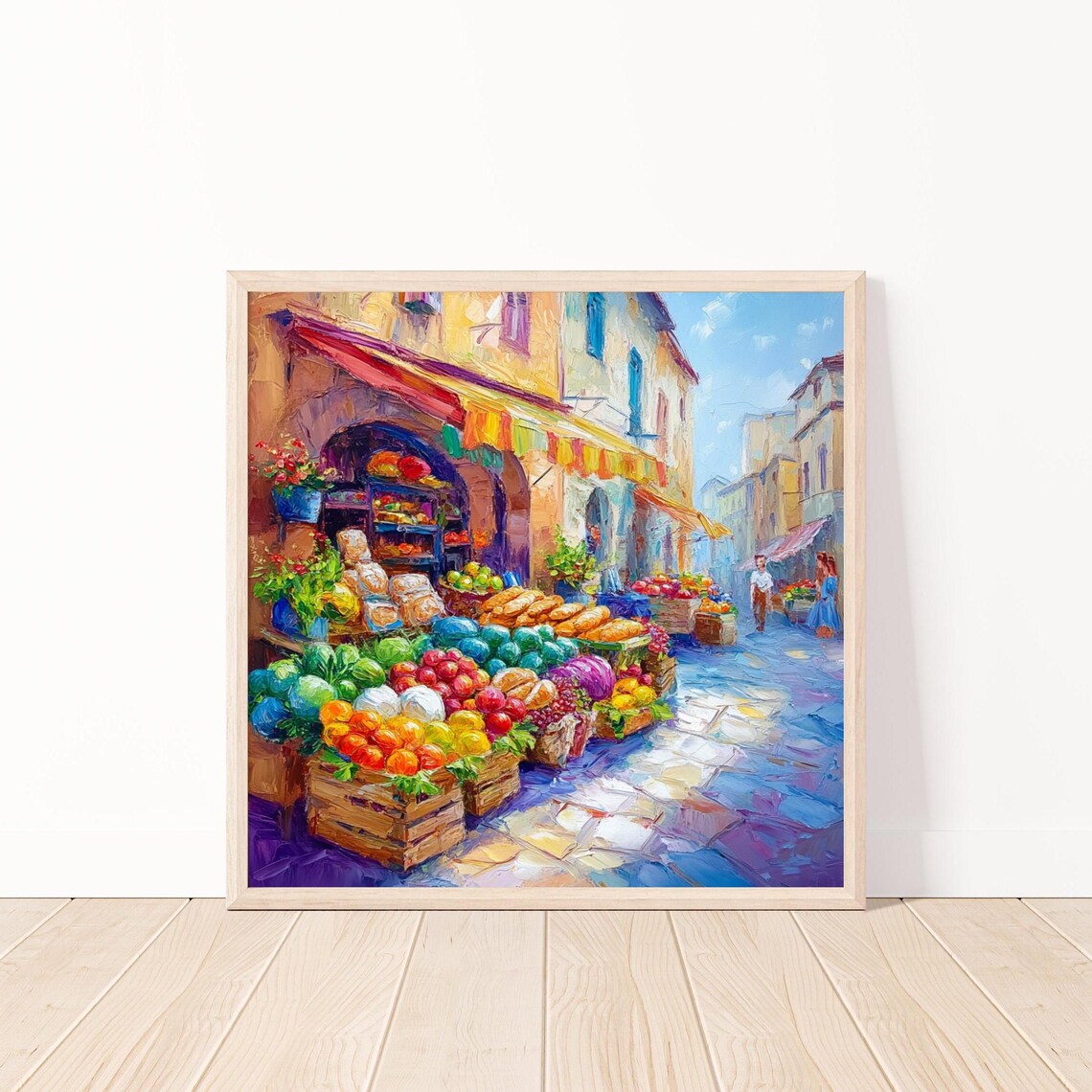 European Market Street, Impressionist Market Scene Art Print