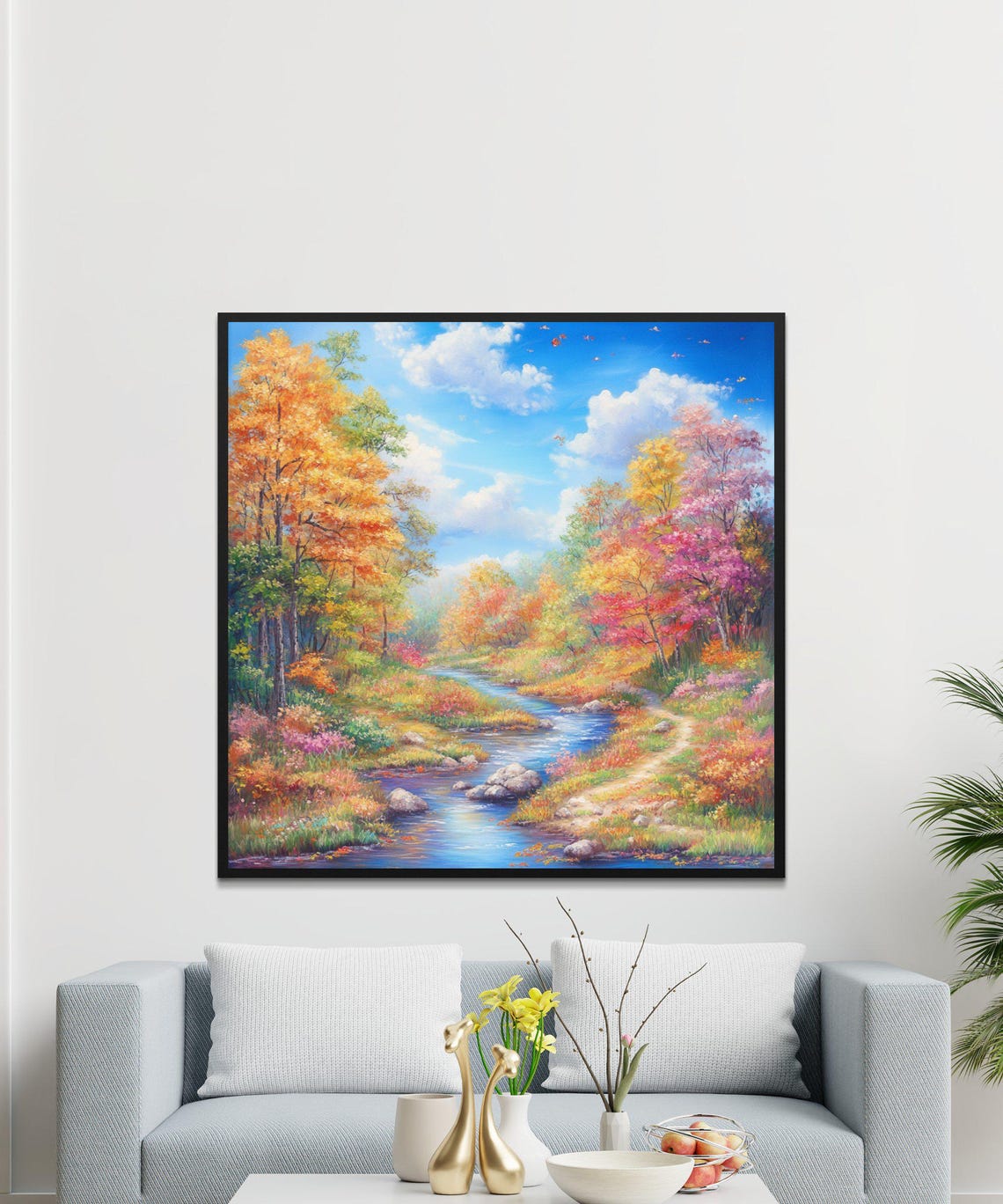 Autumn River Colorful Fall Forest Stream Rocks Scenic Nature Poster - Image 4