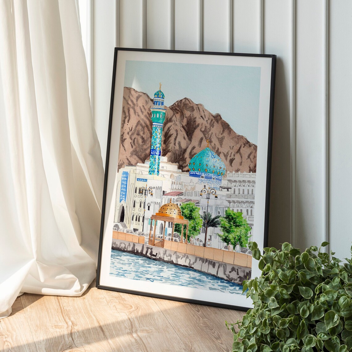 Muscat Watercolor Painting, Oman Travel Poster - Image 2