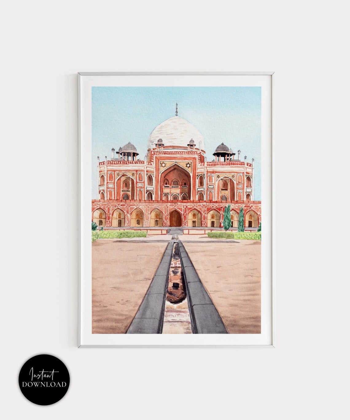 Humayuns Tomb Print India Wall Art Delhi Art Print India Print Delhi Painting India Art Print Delhi Painting Delhi Art Travel Gift