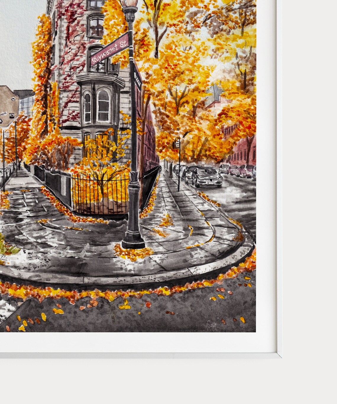 New York East Village Rivington Street Autumn Corner Scene Poster - Image 2