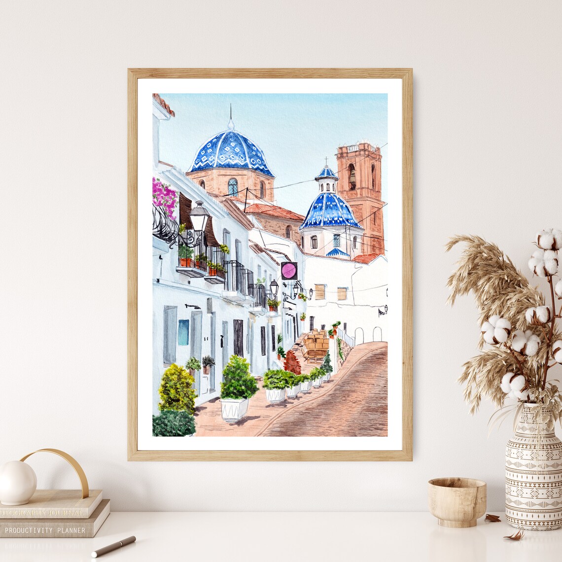 Altea, Spain Watercolor Art Print, Alicante Travel Poster - Image 2