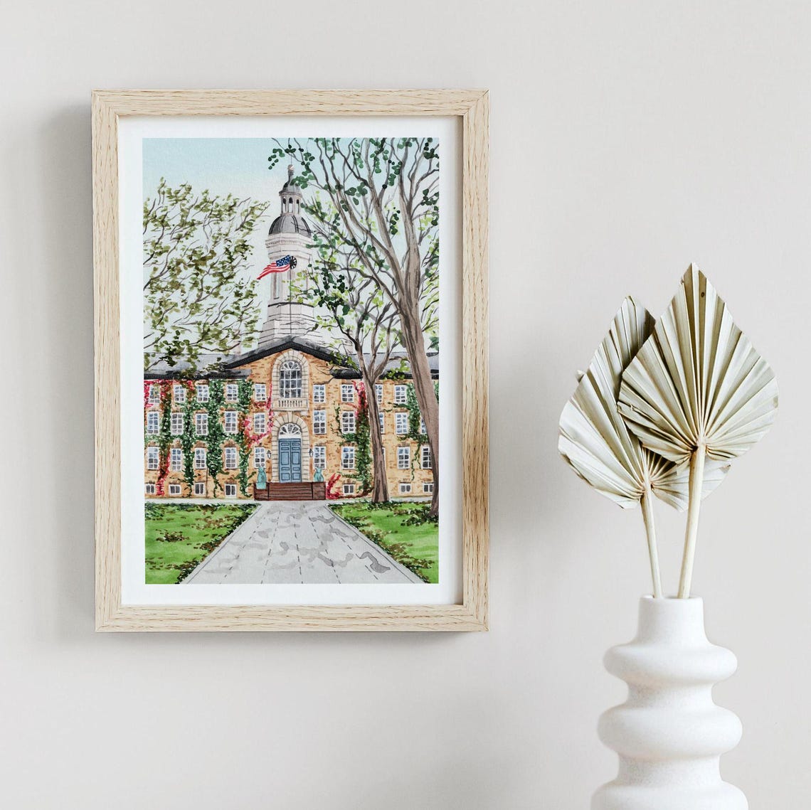 Princeton University Nassau Hall Watercolor New Jersey Poster - Image 3
