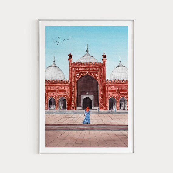 Badshahi Mosque, Lahore Cityscape Travel Poster