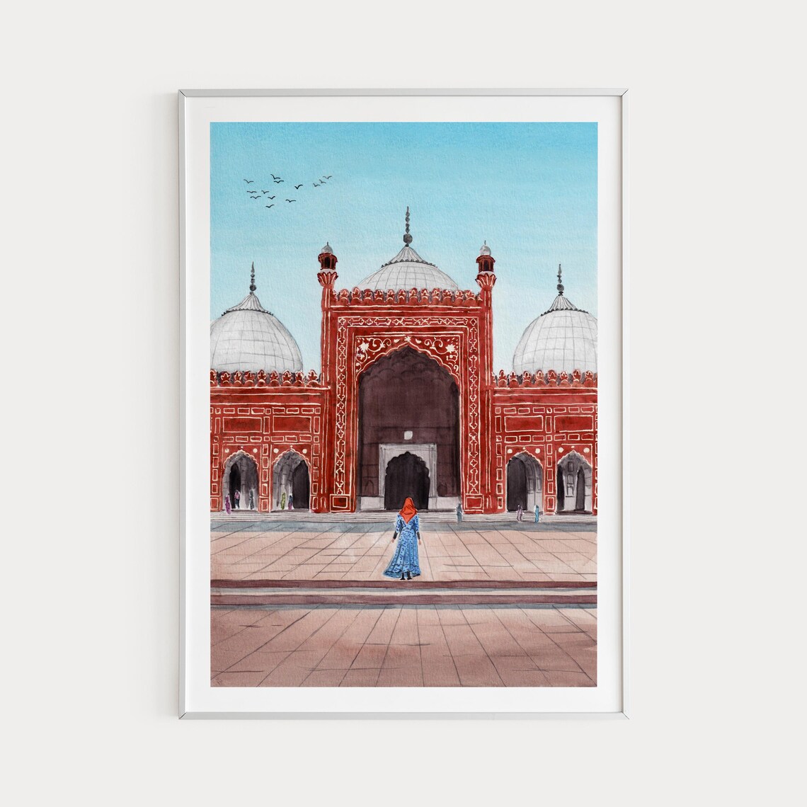 Badshahi Mosque, Lahore Cityscape Travel Poster