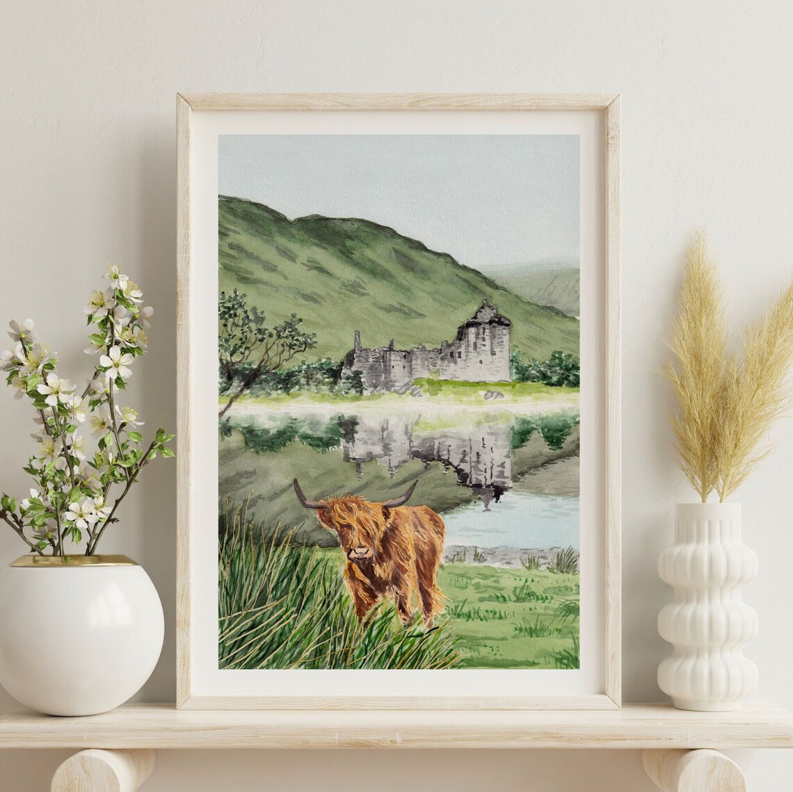 Kilchurn Castle and Highland Cow Scotland Art Print - Image 3