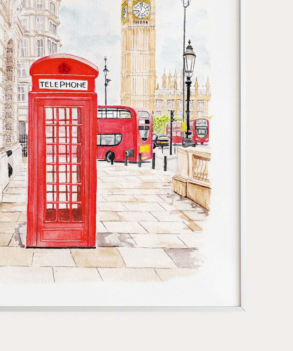 London Big Ben Watercolor Cityscape Art Print - Image 3