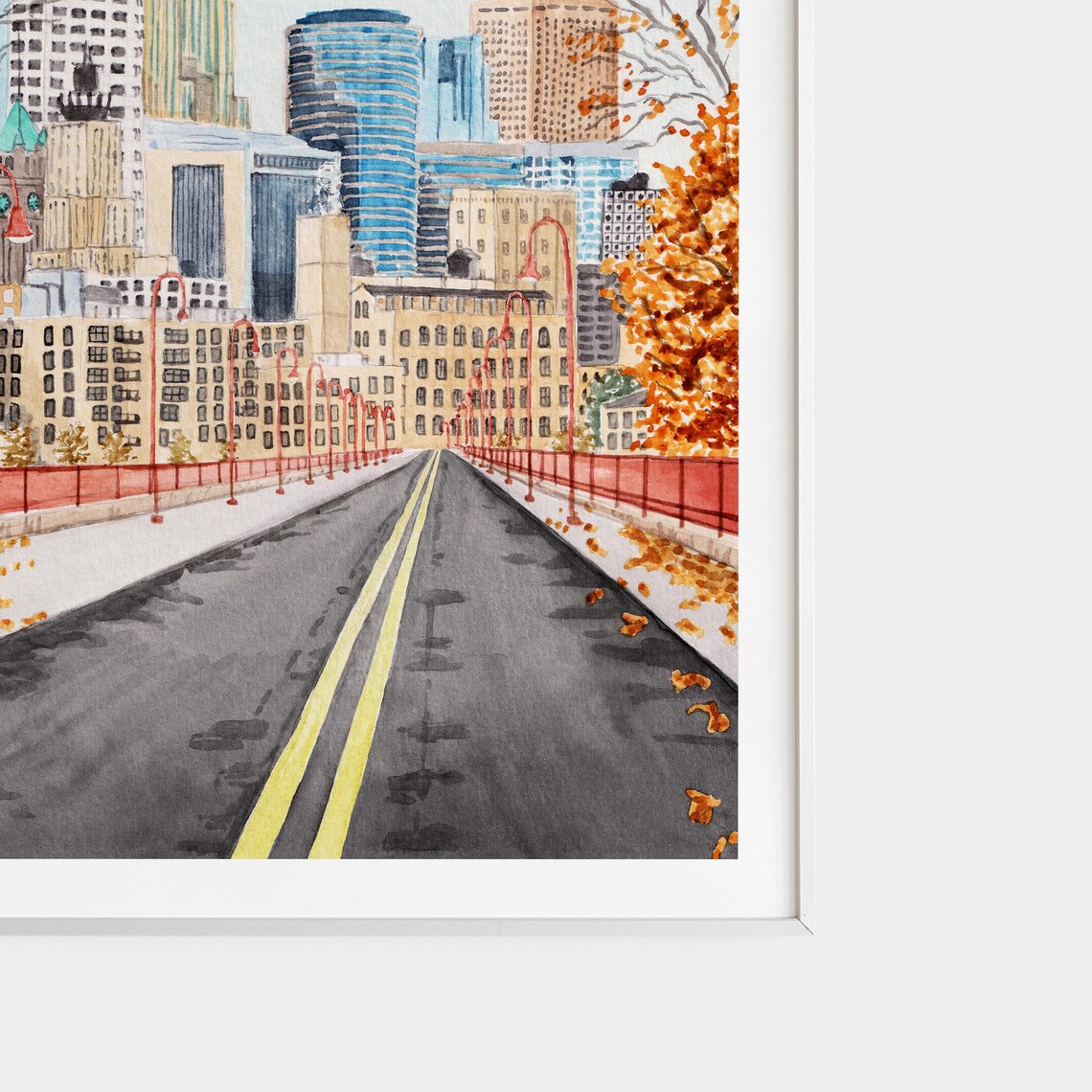 Minneapolis Watercolor Cityscape, Minnesota Art Print - Image 3