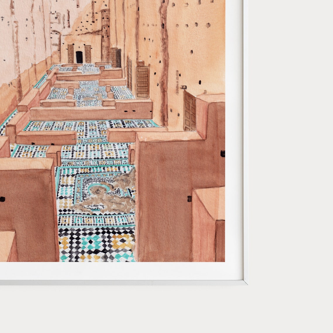 El Badi Palace Morocco Wall Art Marrakesh Art Print Marrakesh Painting Watercolor Print Mediterranean Art Morocco Art Travel Gift - Image 3