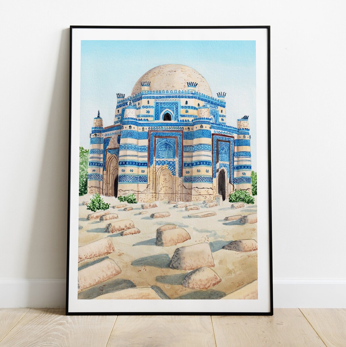 Bibi Jawindi Tomb, Pakistan Travel Poster Art - Image 2