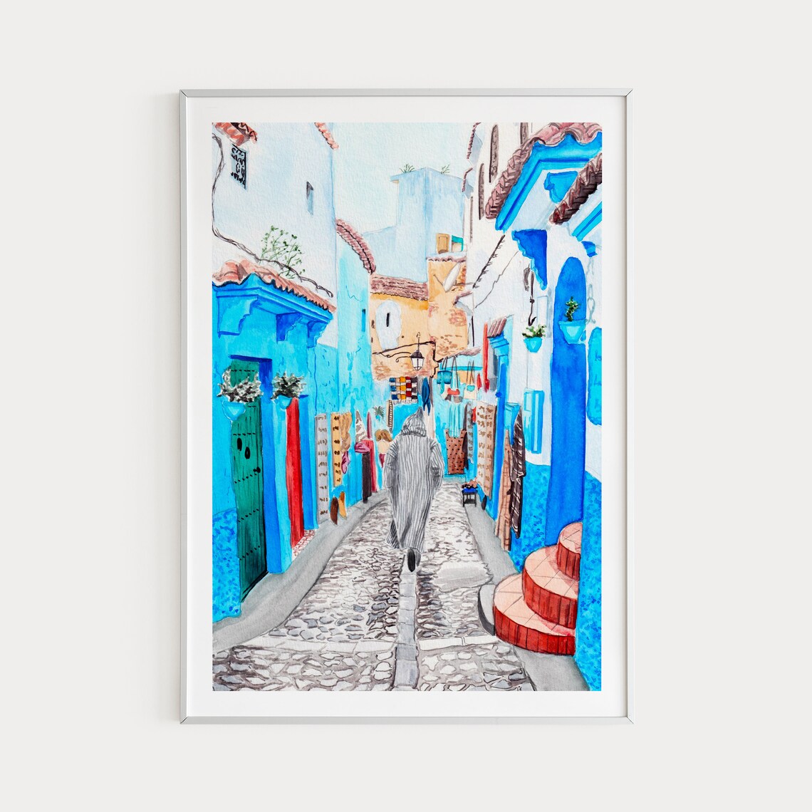 Chefchaouen Morocco Travel Poster, North Africa
