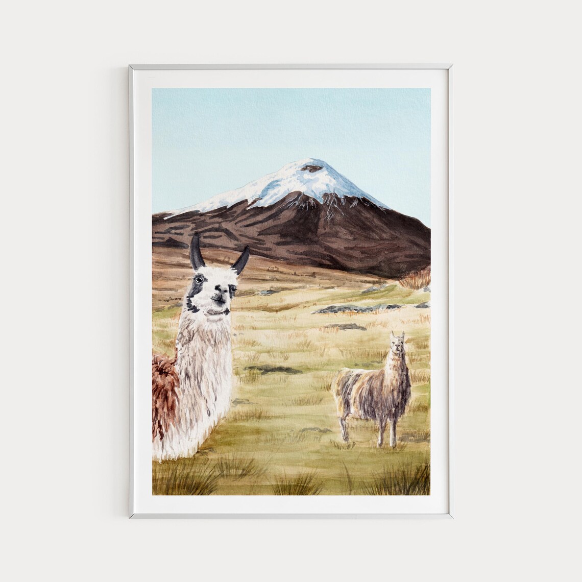 Cotopaxi Volcano Ecuador Watercolor Travel Poster