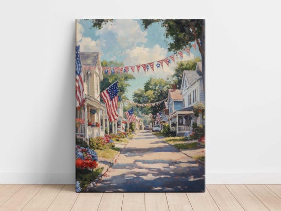 Americana Small Town 4th Of July Porch Scene Art