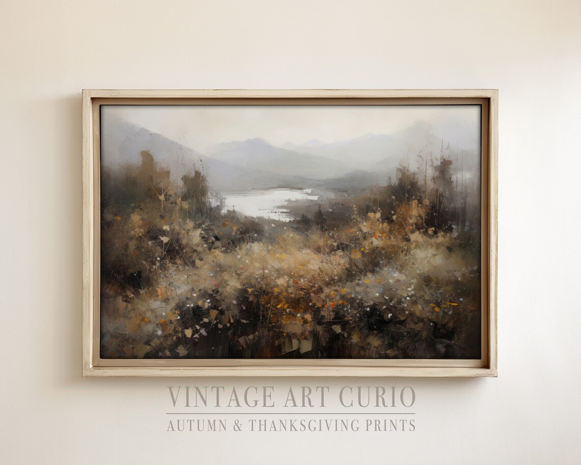 Moody Autumn Landscape, Vintage Rustic Art Print