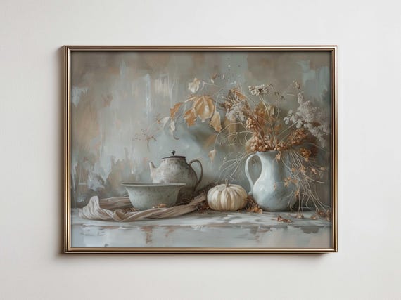 Autumn Thanksgiving Still Life Farmhouse Wall Art Vintage French Country Kitchen For Fall Decor Maximalist With Vibe