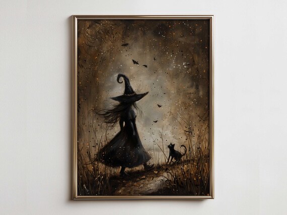 Magical Witchy Wall Art Halloween Prints Home Decor Cute Witch Rustic Farmhouse Witchcraft Poster