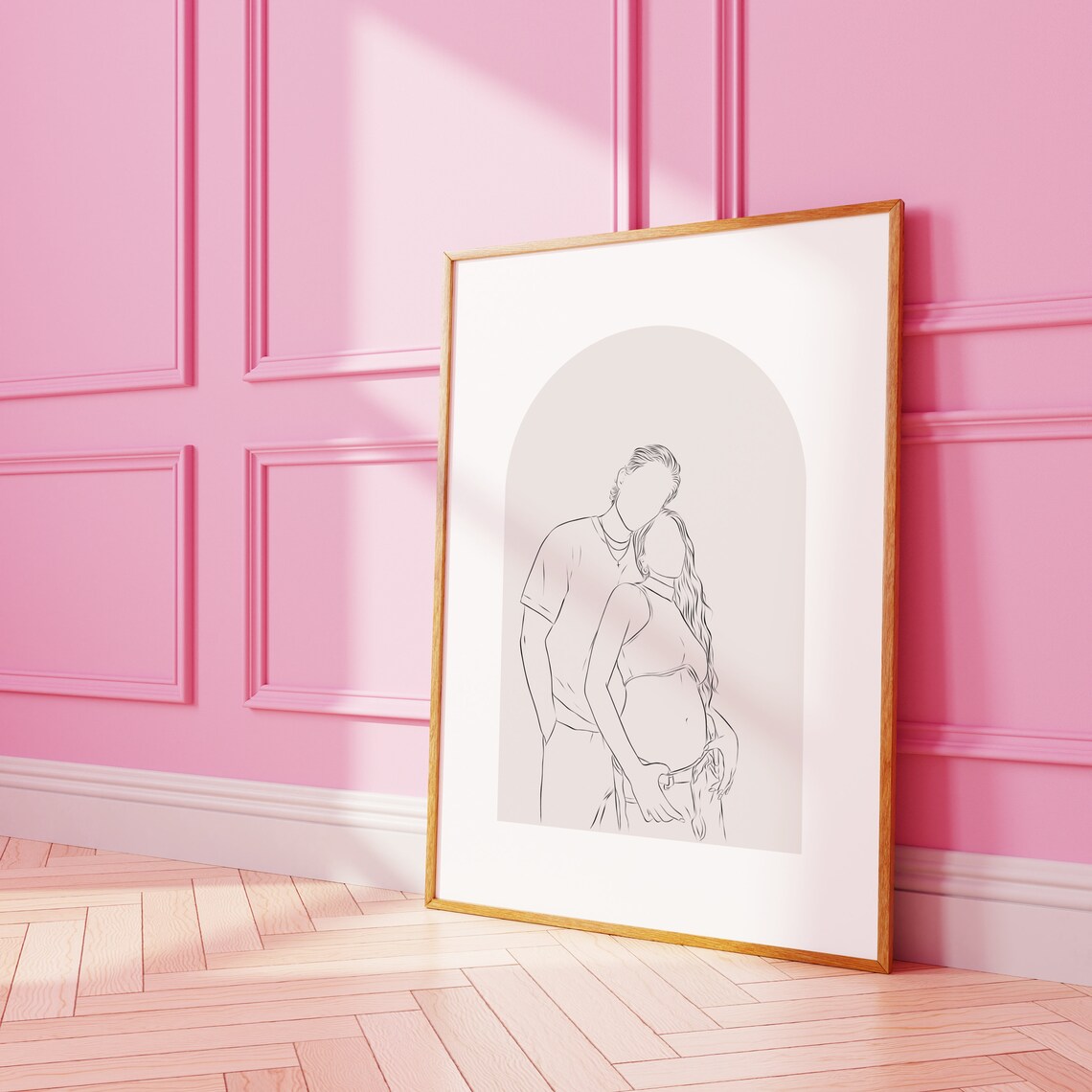 Minimalist Couple Line Art Drawing Custom Style Portrait Poster