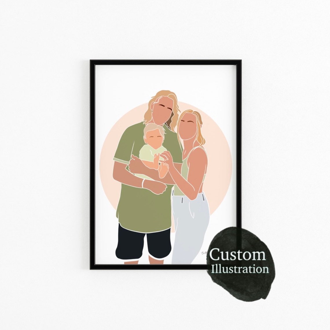 Custom Faceless Family Portrait Poster Minimalist Line Art Sketch - Image 3