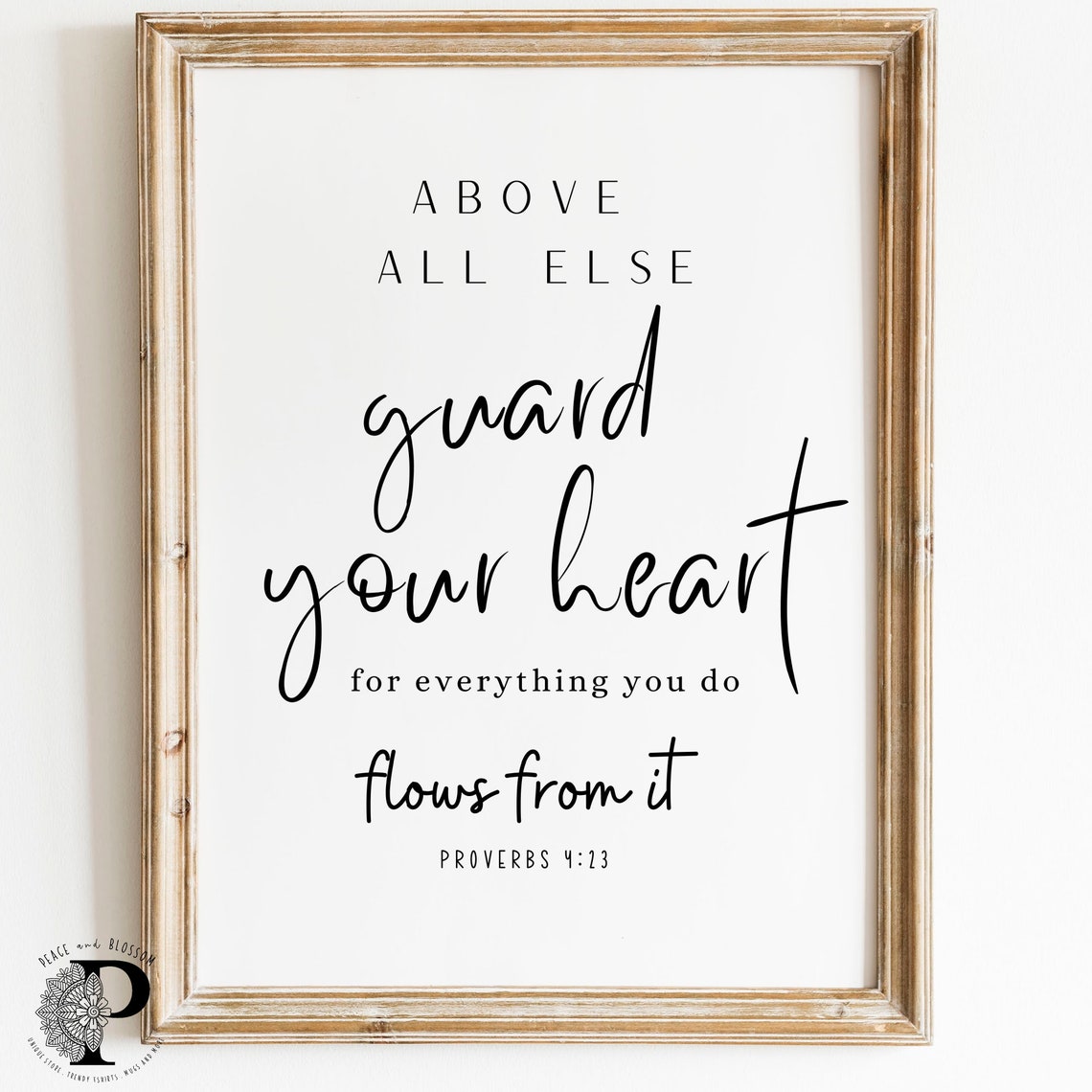 Proverbs 4:23 Above All Else Guard Your Heart, Minimalist Bible Verse Art Print