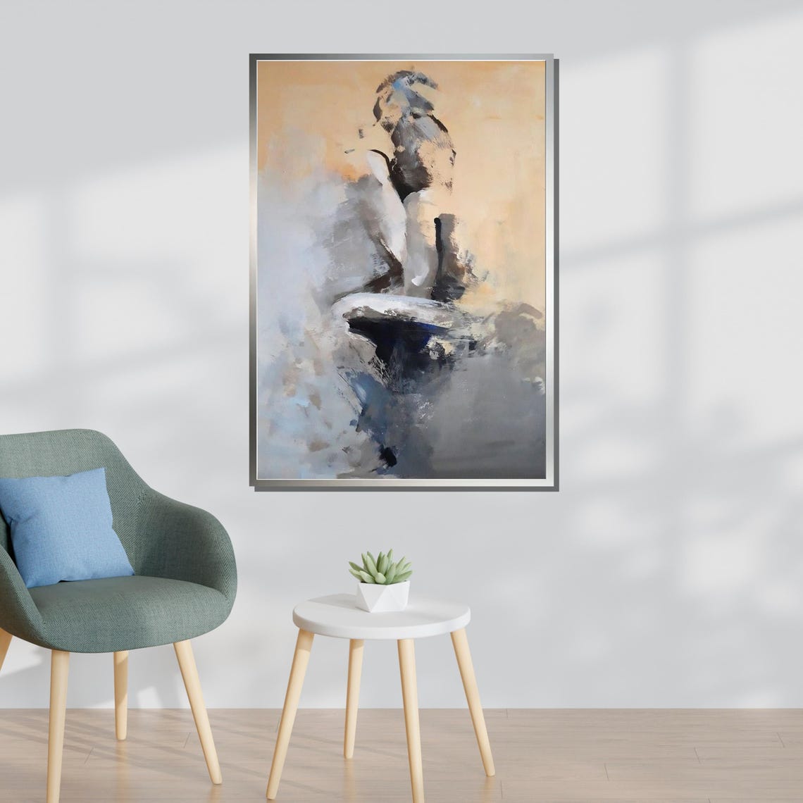 Abstract Nude Minimalist Female Form Art Modern Wall Decor Subtle Tones Ready To Hang - Image 3
