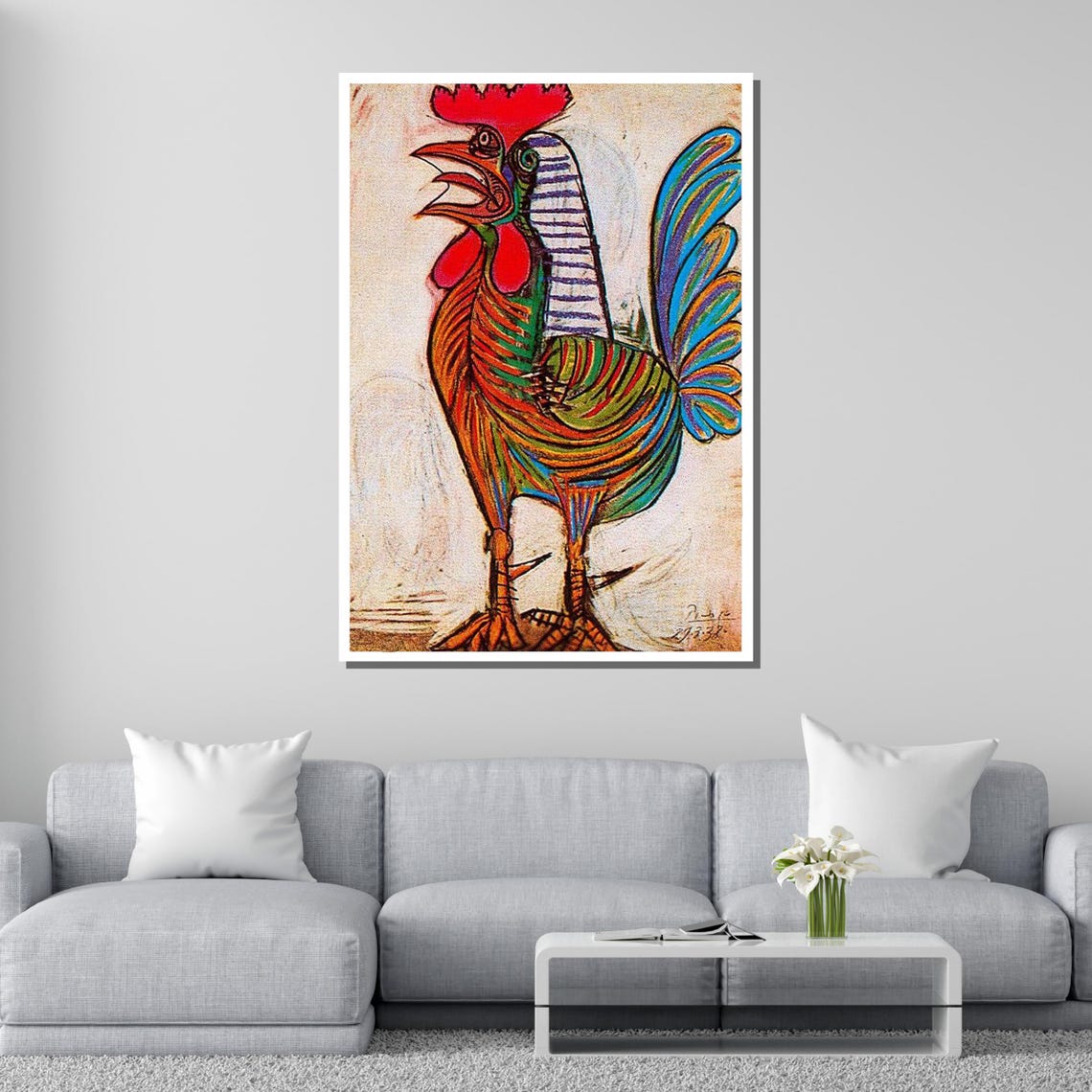 Pablo Picasso Colorful Rooster 1938 Cubist Modern Animal Art Print - Image 2